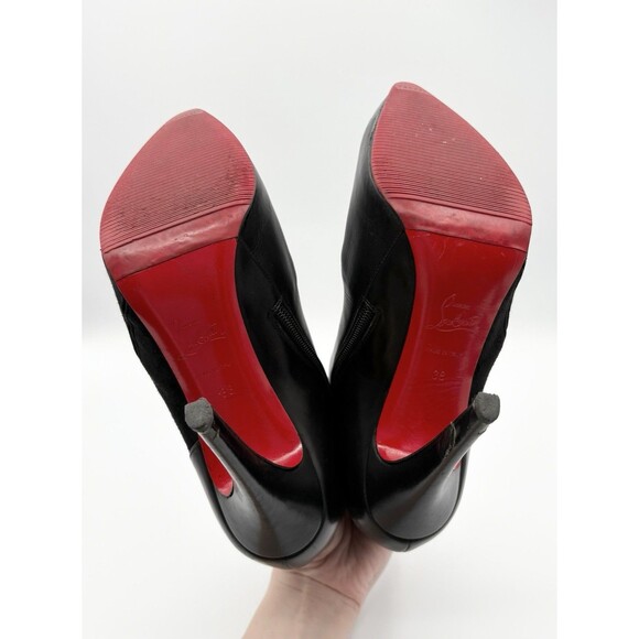 Christian Louboutin Black Leather & Suede Ankle Booties w/ Lace Up Detail EU 38 - Picture 8 of 11